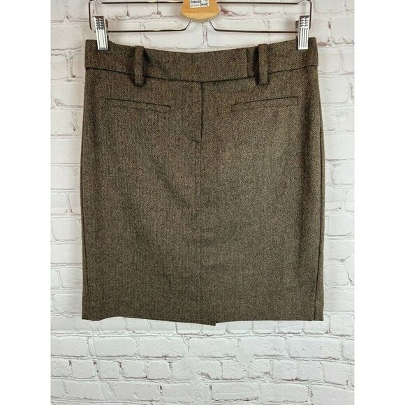 TRINA TURK wool blend herringbone black beige brown lined elegant skirt size 2 - Picture 1 of 8